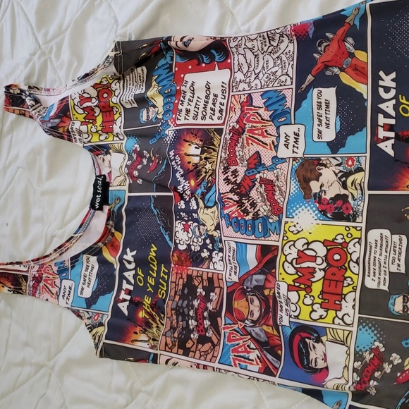 Vintage Y2K Wet Seal Superhero comic book body con dress. Size s - Picture 2 of 4